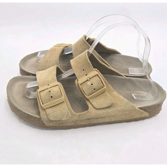 Birkenstock Sandals Size 41 Womens 10 N Arizona Latte Beige Leather Slip On Soft - Picture 5 of 14